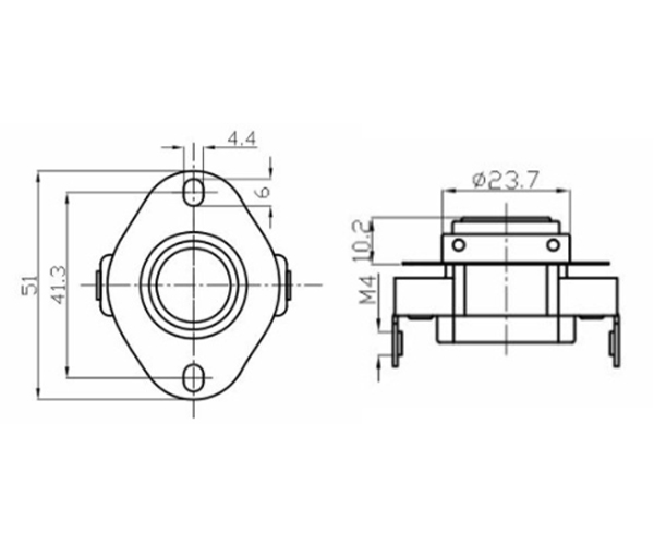 KSD302大電流溫控開關(guān)尺寸圖