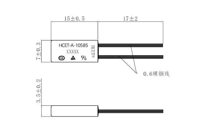 B5系列馬達熱保護器尺寸圖