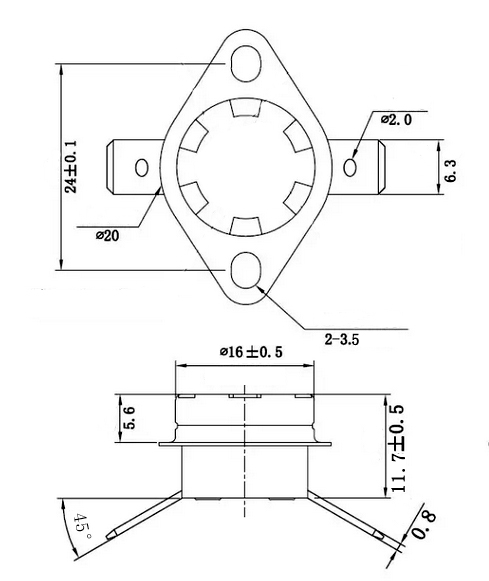 KSD301系列溫度開關(guān)圖紙