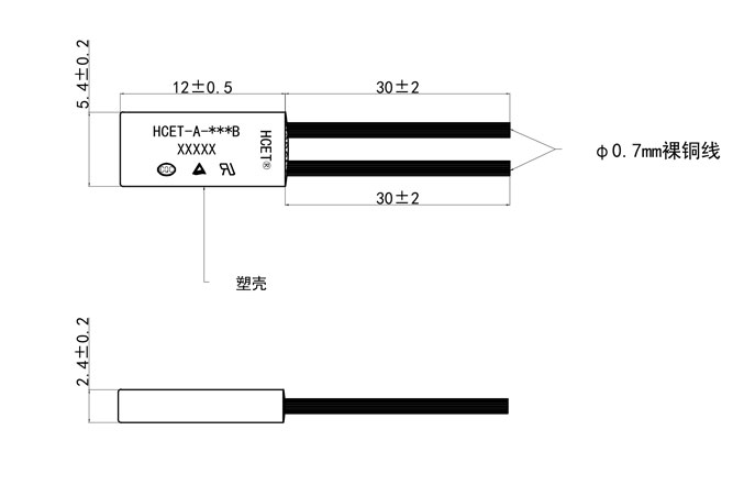 TB02窗簾電機(jī)溫控開關(guān)外觀尺寸