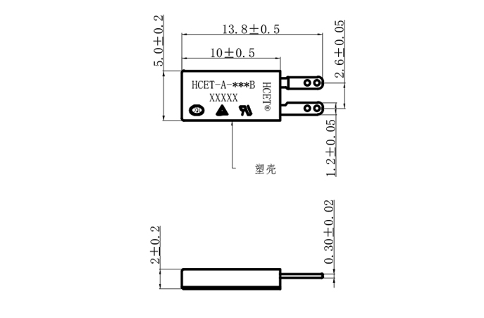 HCET-A充電電池組溫度開關(guān)-尺寸圖