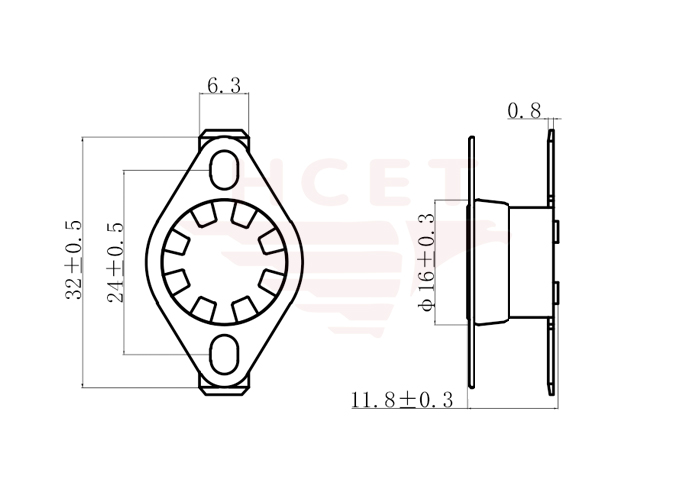 KSD301-平角電木-尺寸圖
